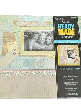The Paper Studio 12X12 Chantilly Lace Scrapbook Embellished Ready Made Pages NEW